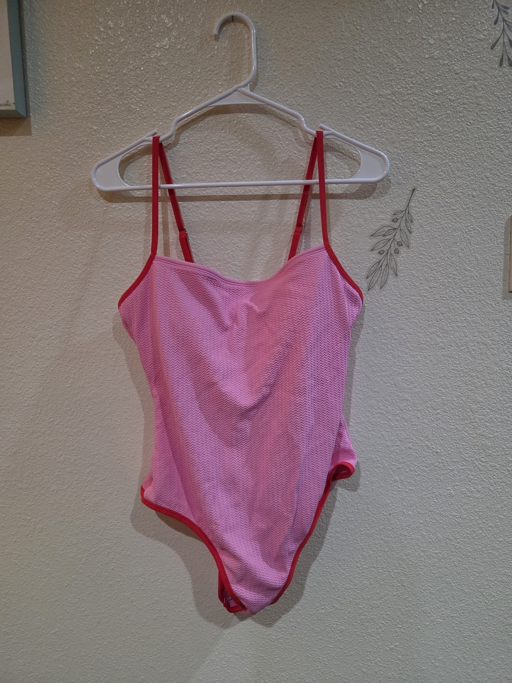 wild fable Pink Swimsuit with Bright Red Trim Size L
